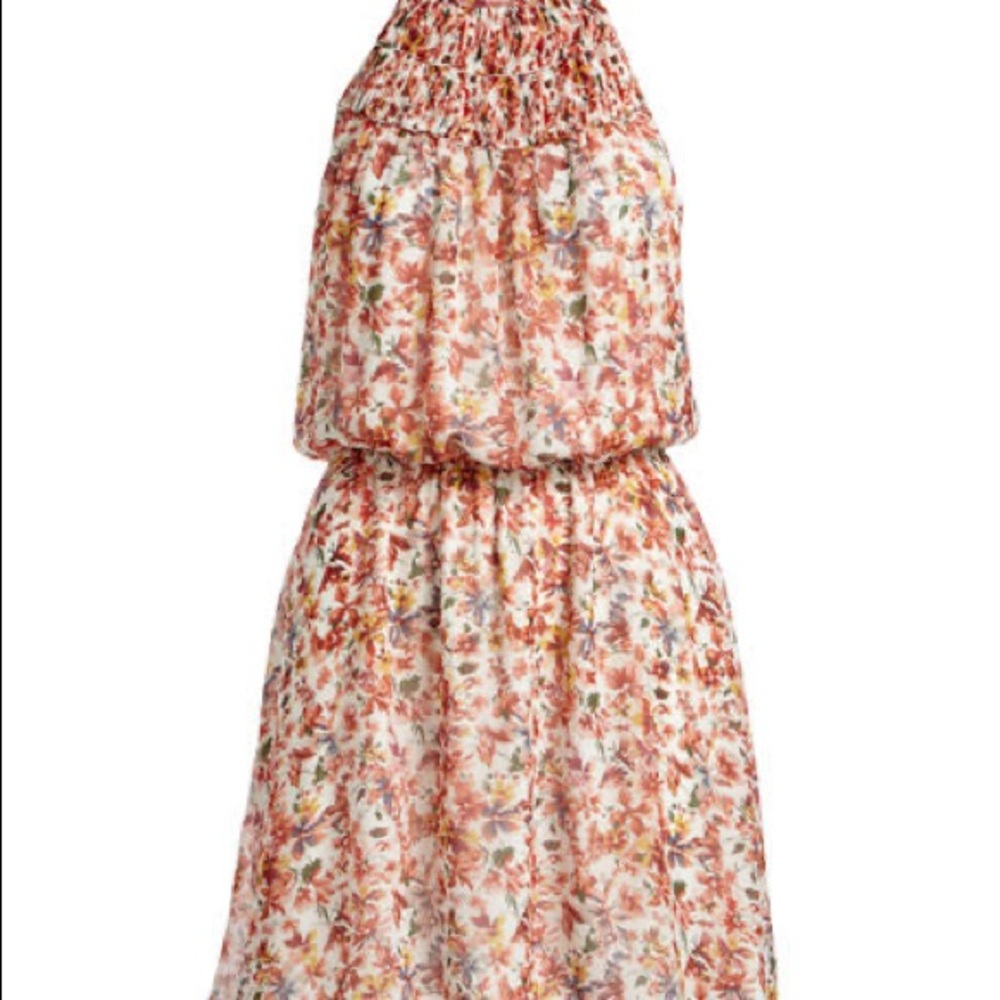 NWT Joie Reinelde White Silk Floral Blouson Dress